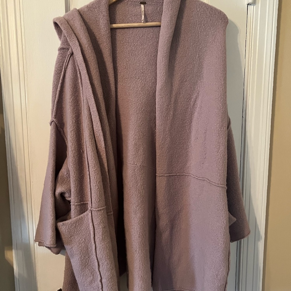 Free people soft hooded cardigan - xs/s - lilac/mauve